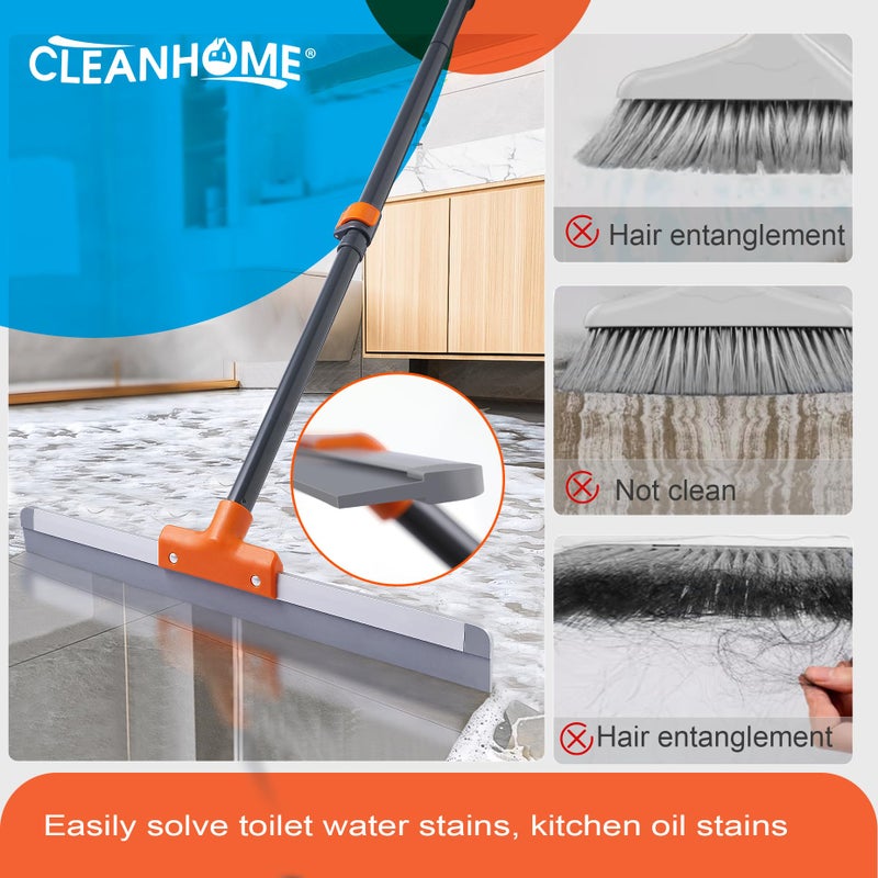 CLEANHOME ممسحة أرضية مطاطية CLEANHOME للأرضيات الخرسانية، والأرضيات البلاط، والألمنيوم المعدني، ممسحة قوية للأرضيات في المرآب، ودش لإزالة الماء، ممسحة تجارية بمقبض طويل قابل للتعديل - Image 3