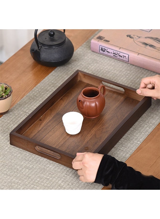 JOYBOS صينية تقديم خشبية أنيقة، مثالية لتقديم الشاي أو القهوة أو الإفطار في السرير. صينية تقديم خشبية كلاسيكية مستطيلة الشكل، لون بني، مقاس 30 × 18 × 2 سم. - Image 5