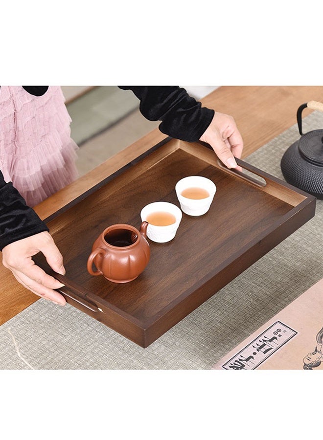 JOYBOS صينية تقديم خشبية أنيقة، مثالية لتقديم الشاي أو القهوة أو الإفطار في السرير. صينية تقديم خشبية كلاسيكية مستطيلة الشكل، لون بني، مقاس 30 × 18 × 2 سم. - Image 2