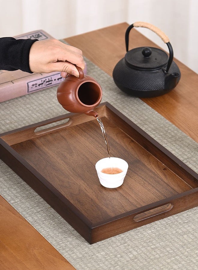 JOYBOS صينية تقديم خشبية أنيقة، مثالية لتقديم الشاي أو القهوة أو الإفطار في السرير. صينية تقديم خشبية كلاسيكية مستطيلة الشكل، لون بني، مقاس 30 × 18 × 2 سم. - Image 3