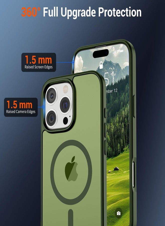 استلق جراب SUPFINE المغناطيسي لهاتف iPhone 16 Pro Max (متوافق مع MagSafe) (حماية فائقة ضد السقوط بمعايير عسكرية) جراب نحيف شفاف غير لامع مقاوم للصدمات ومضاد لبصمات الأصابع، لون أخضر لامع - Image 4