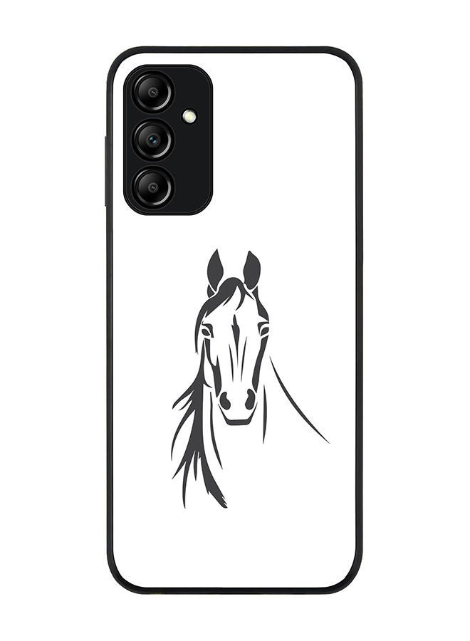 Stylizedd Rugged Black edge case for Samsung Galaxy A14 4G/5G Slim fit Soft Case Flexible Rubber Edges Anti Drop TPU Gel Thin Cover - Arabian Stallion - Image 1
