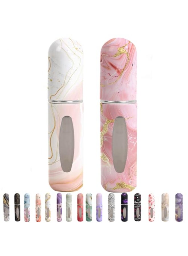 Syyflibb Perfume Travel Refillable Bottle Portable Mini SprayerEmpty Perfume Bottles with Unique PatternsRefill Pump Case for Traveling and Outgoing2 Pcs Pack of 5 mlWhite and Pink - Image 1
