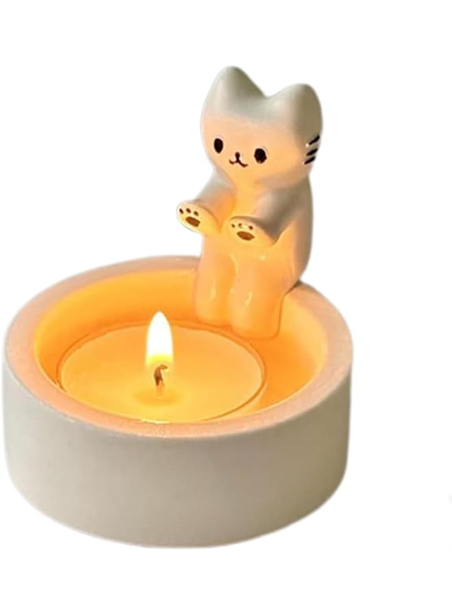 Cartoon Kitten Candle Holder for Valentine's Day, Home Decor, Family Gatherings, and Weddings