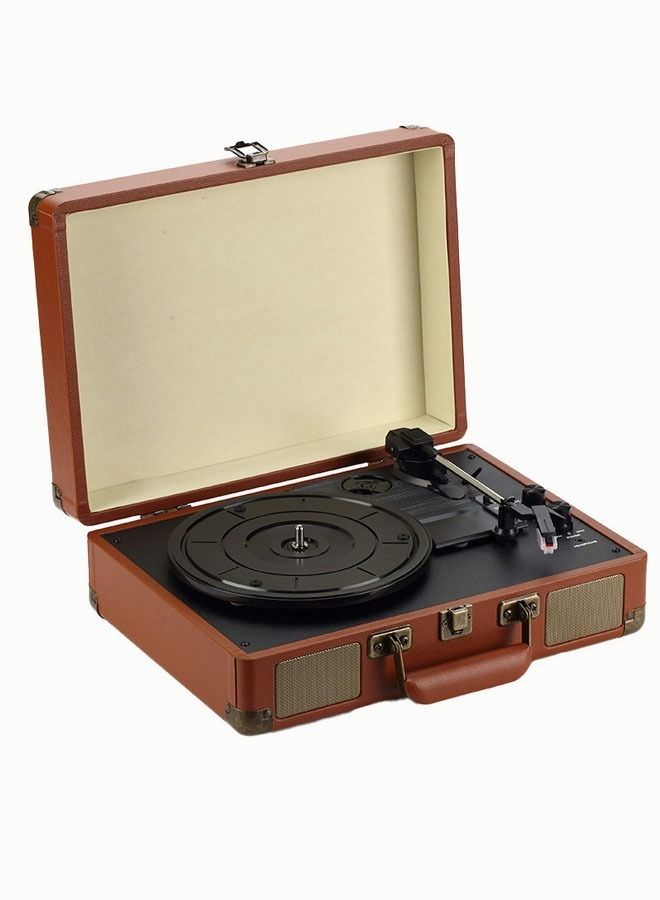 Vintage Phonograph Retro Bluetooth Gramophone Portable Suitcase Turntable Brown - Image 3