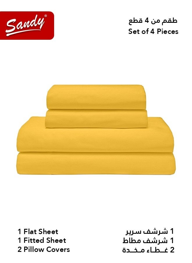 Sandy Premium Hotel Quality Flat Sheet, Fitted Sheet and Pillow Cases, Bed Sheet 4 Pieces Set, Soft & Breathable and Cooling, King Size (274 x 259 cm & 200 x 200 +30 cm), Canary - Image 2