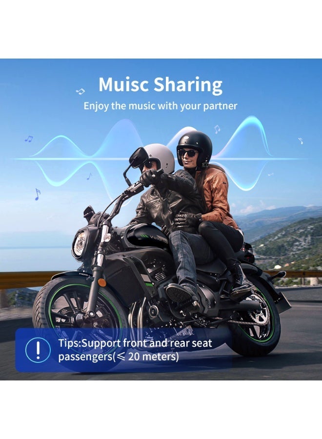 Fodsports FX7 10-Rider Mesh Motorcycle Bluetooth Headset with Music Share, Smart APP Control, Dual Chips V5.4 Helmet Communication System with Audio Multitasking & FM, 3 Intercom & EQ Music Modes - Image 4