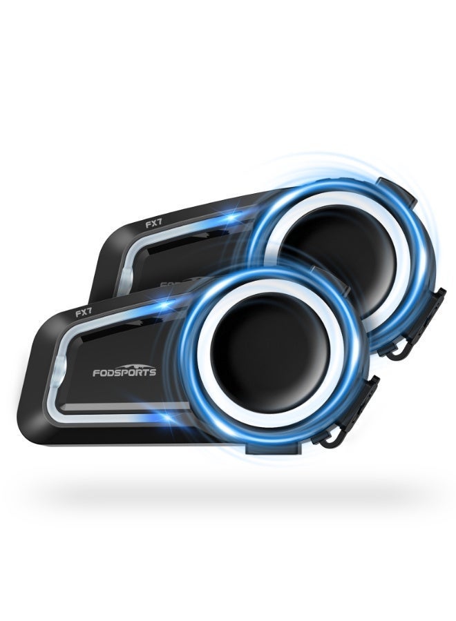 Fodsports FX7 10-Rider Mesh Motorcycle Bluetooth Headset with Music Share, Smart APP Control, Dual Chips V5.4 Helmet Communication System with Audio Multitasking & FM, 3 Intercom & EQ Music Modes - Image 1
