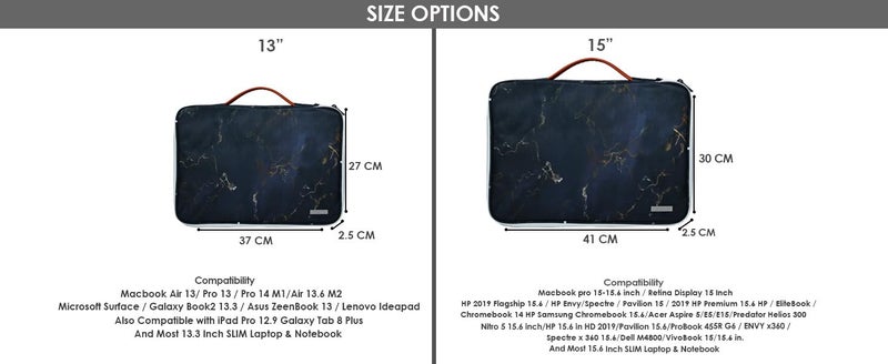 Probus Black Gold Marble Canvas Printed Laptop Sleeve Case Cover for MacBook/Laptop | Compatible with 13.3" Laptops - Image 3