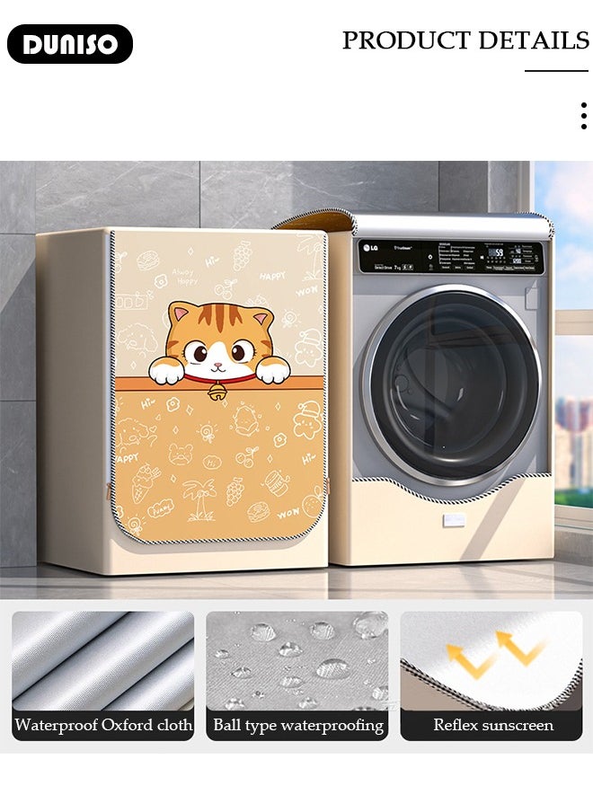 DUNISO - Washing Machine Cover,Cartoon Pattern Washing Machine Cover for Front,Oxford Cloth Full-automatic Roller Washing Machine Washer Dryer Cover ,Waterproof Dustproof and Thickened Protection Cover for Most 10.5-12kg Front Loading Washing Machine, Aging Resistant，Velcro Design，Size L - Image 1