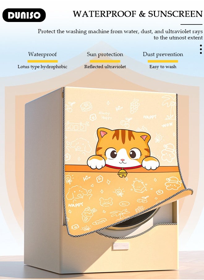 DUNISO - Washing Machine Cover,Cartoon Pattern Washing Machine Cover for Front,Oxford Cloth Full-automatic Roller Washing Machine Washer Dryer Cover ,Waterproof Dustproof and Thickened Protection Cover for Most 10.5-12kg Front Loading Washing Machine, Aging Resistant，Velcro Design，Size L - Image 1