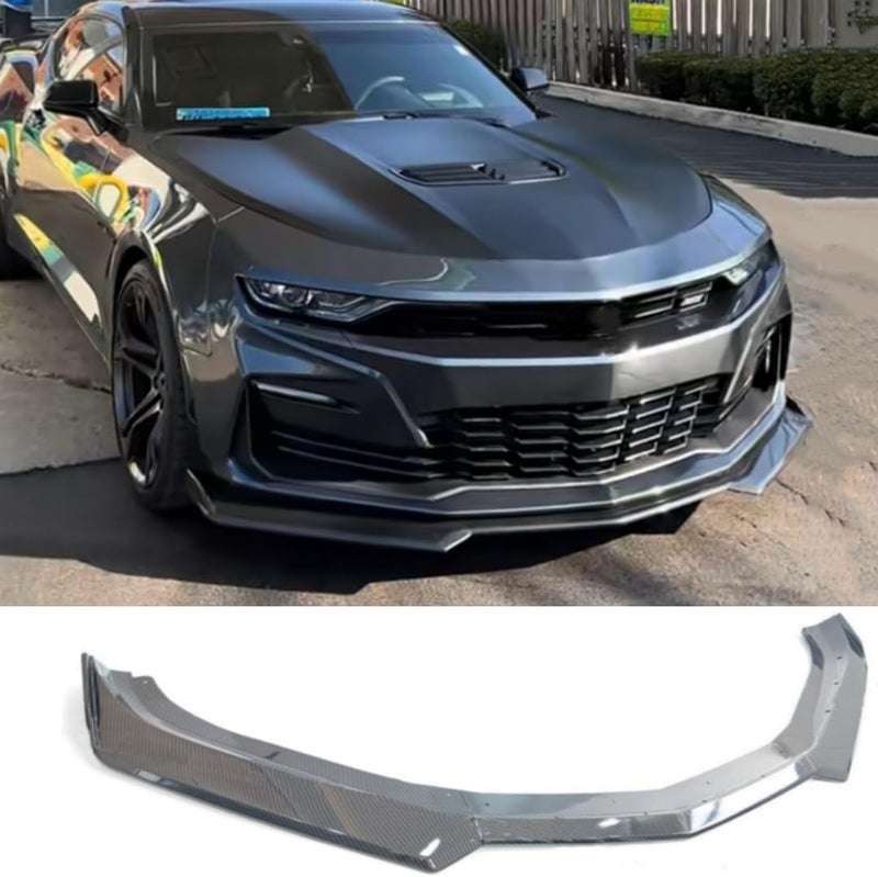 MUTUSAISI Front Bumper Lip Splitter Spoiler for 2016-2024 Chevy Camaro SS & 2019-2024 LT LS RS (Carbon Fiber Style) - Image 1