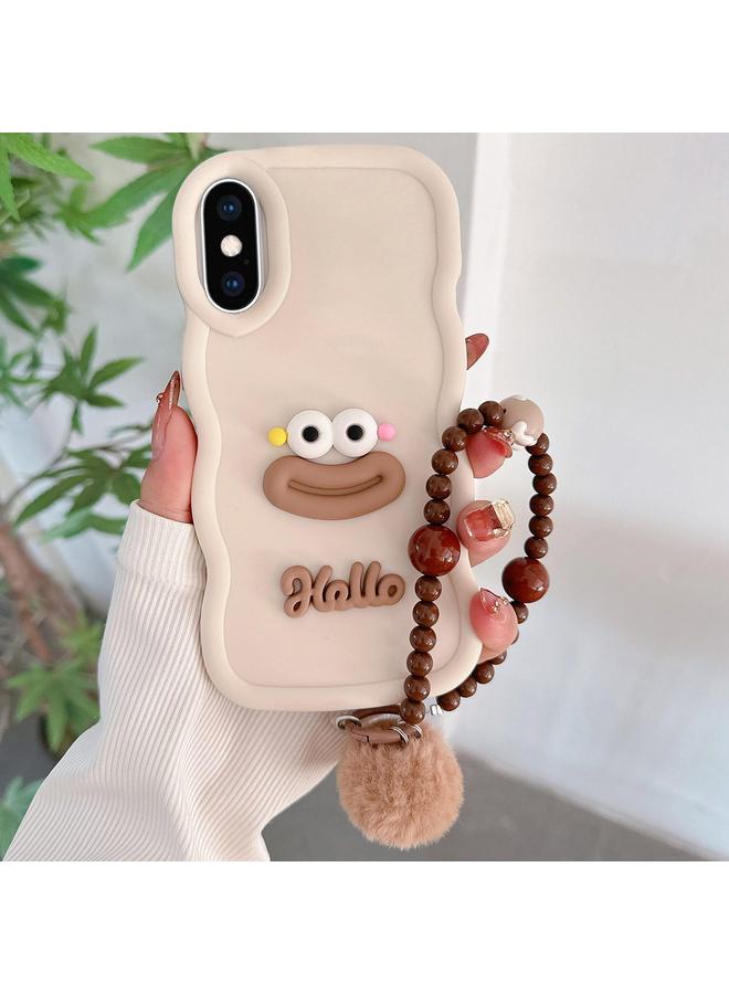 S-TOP Case For iPhone XS / X Cartoon Sausage Mouth TPU Phone Case with Bead Chain - Image 1