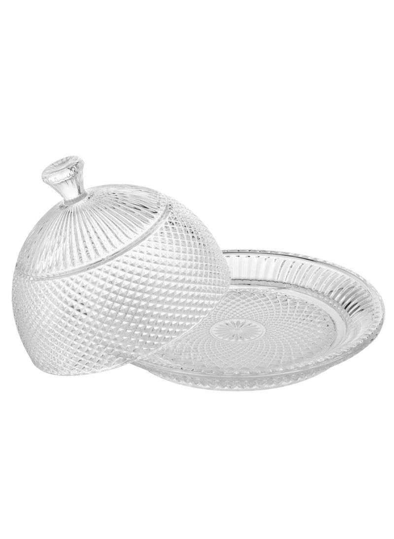 Elegant - A Multi-Use Glass Plate With A Cover For Cupcakes Sweets And Dates Size 20 cm - Image 1
