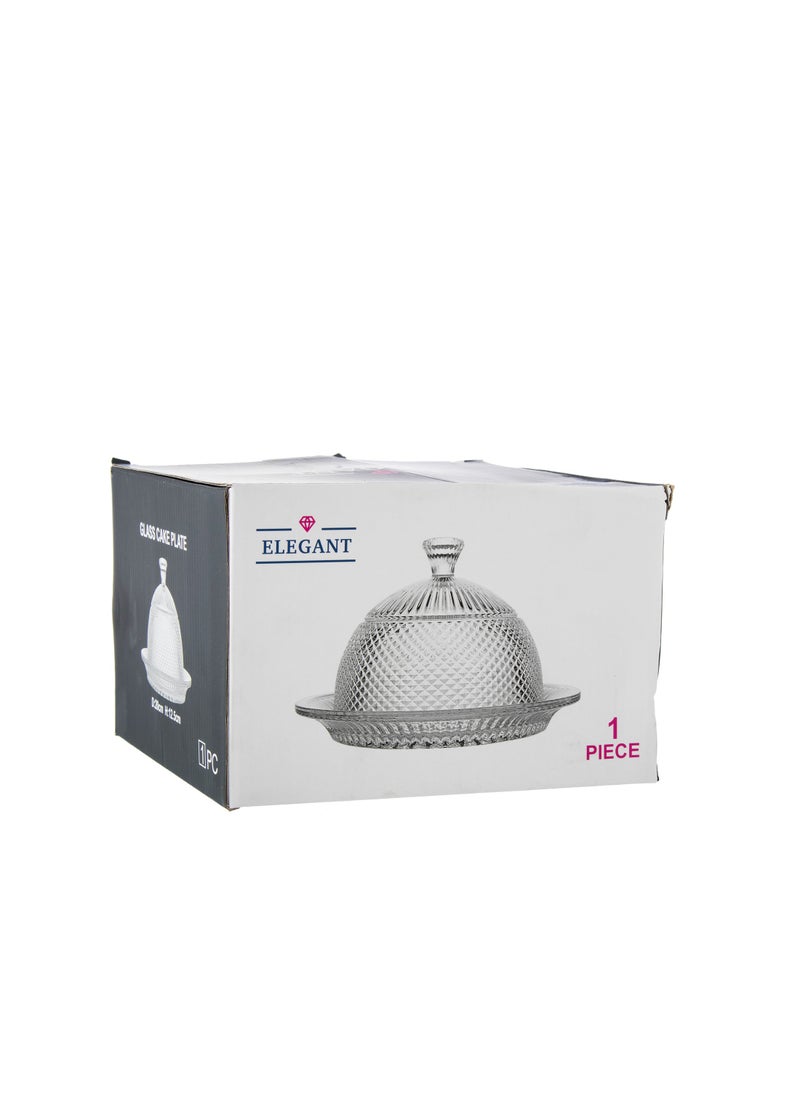 Elegant - A Multi-Use Glass Plate With A Cover For Cupcakes Sweets And Dates Size 20 cm - Image 1