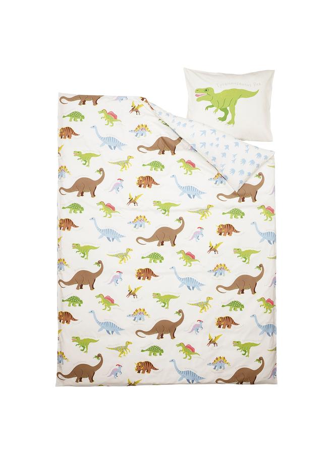 Zaboon Duvet cover and pillowcase, Dinosaurs/white, 150x200/50x80 cm - Image 2