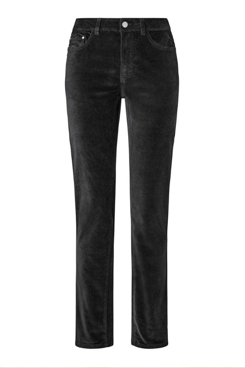 Tchibo Women Regular Fit Textured Straight Leg Pants, Black - Image 3