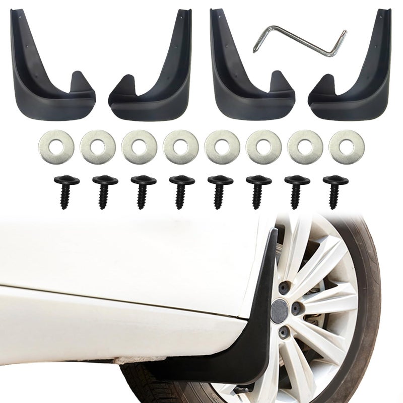HAOBO 4PCS Car Mud Flaps Black Mud Flaps Splash Guards Front Rear Mud Flaps Splash Guards No Drilling Mudguards Fenders Car Exterior Accessories Universal for Most Cars Sedan Vehicle - Image 3