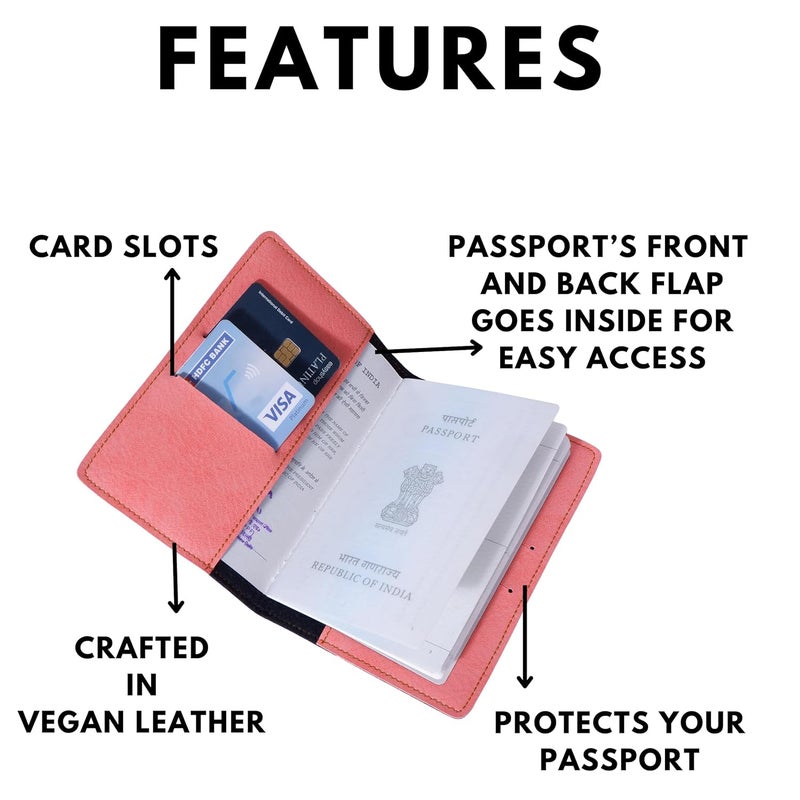 Junket Personalized Passport Cover | Custom Engraved Name Vegan Leather Travel Wallet | Stylish Passport Holder | Premium Diwali Gift, Wedding Gift (Black) - Image 5