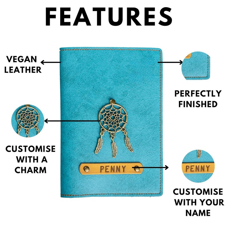 Junket Personalized Passport Cover | Custom Engraved Name Vegan Leather Travel Wallet | Stylish Passport Holder | Premium Diwali Gift, Wedding Gift (Black) - Image 4