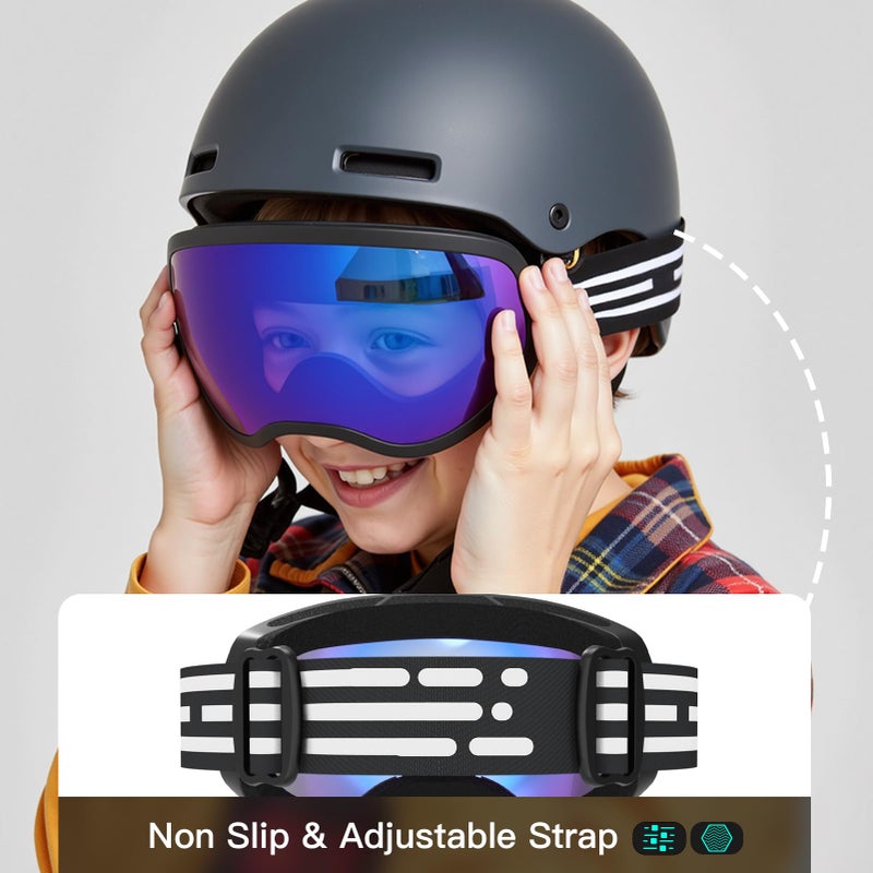 LOEO Kids Ski Goggle, Snow Ski Goggles for Kids Youth Teens Boys and Girls from 5-14 - Image 2