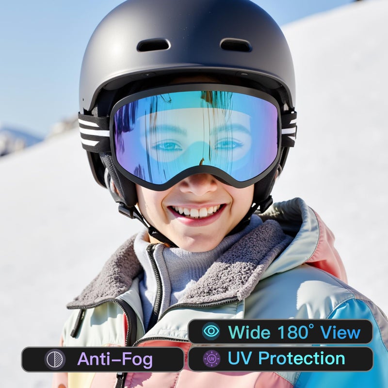 LOEO Kids Ski Goggle, Snow Ski Goggles for Kids Youth Teens Boys and Girls from 5-14 - Image 4