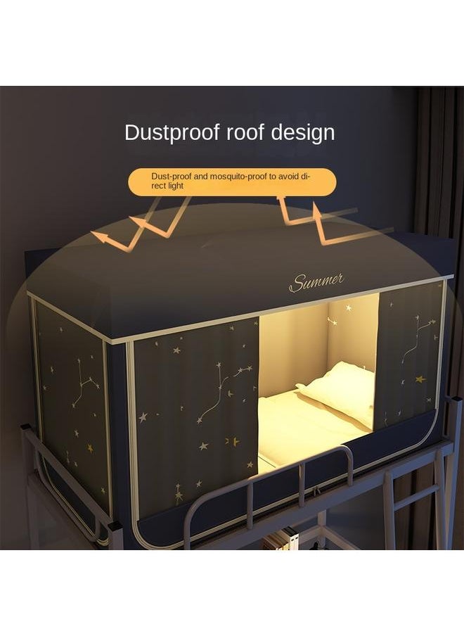 Bluejw College Students' Dormitory Strong Shading Bed Curtain Integrated Mosquito Net Single Upper And Lower Bed Curtain Curtain 0.9m Upper Bed Full Package  - Image 5