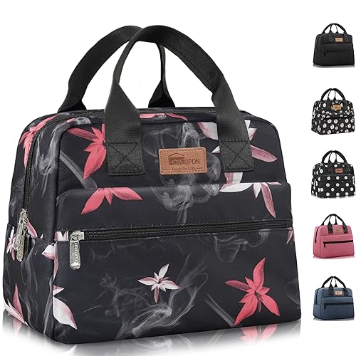 HOMESPON Insulated Lunch Bag for Women Men Lunch Box Cooler Lunch Tote for Work Picnic (Pink Flowers) - Image 1