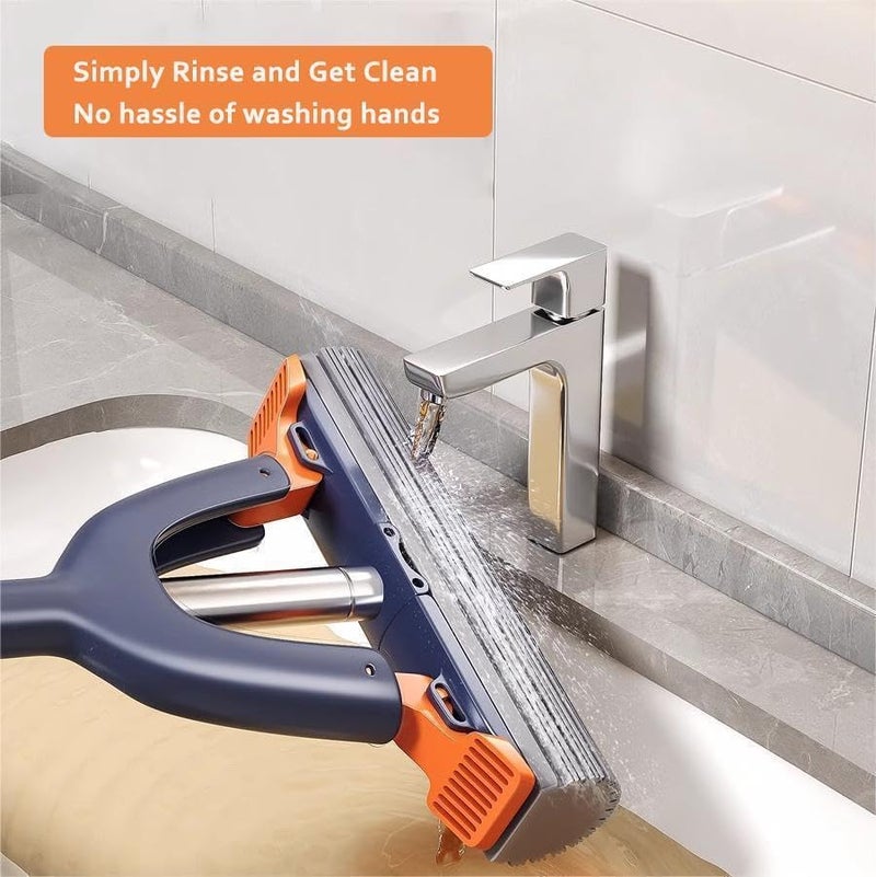 Hidak Sponge Mop for Mirror Cleaning Squeeze Roller Mop Self Wringing Floor Mop for Hardwood Laminate Tile Marble Ceramic Easily Wet Dry Wringing for Bathroom Kitchen Car Table - Image 3