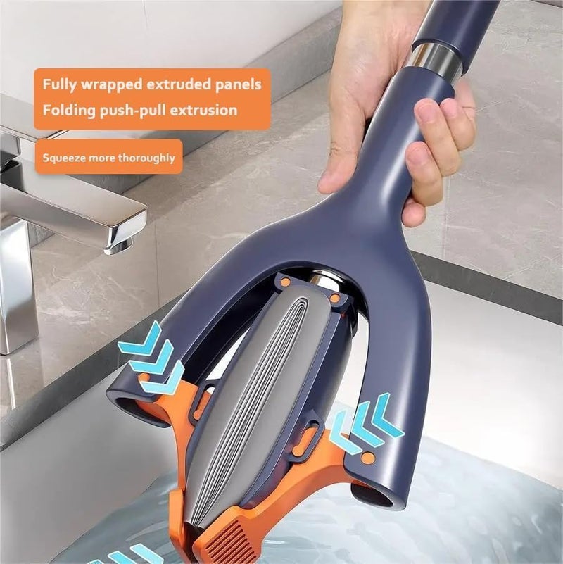 Hidak Sponge Mop for Mirror Cleaning Squeeze Roller Mop Self Wringing Floor Mop for Hardwood Laminate Tile Marble Ceramic Easily Wet Dry Wringing for Bathroom Kitchen Car Table - Image 4