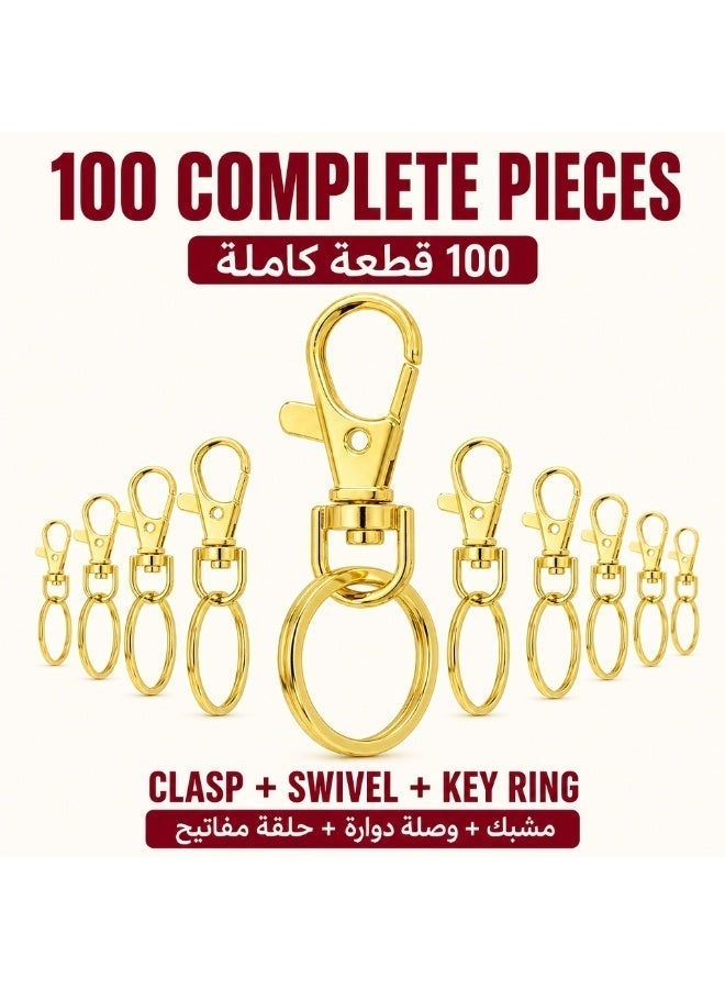KeyAmor 200-Piece Gold DIY Keychain Hardware Set With Swivel Clasps Split Rings Chains And Opening Rings - Image 3