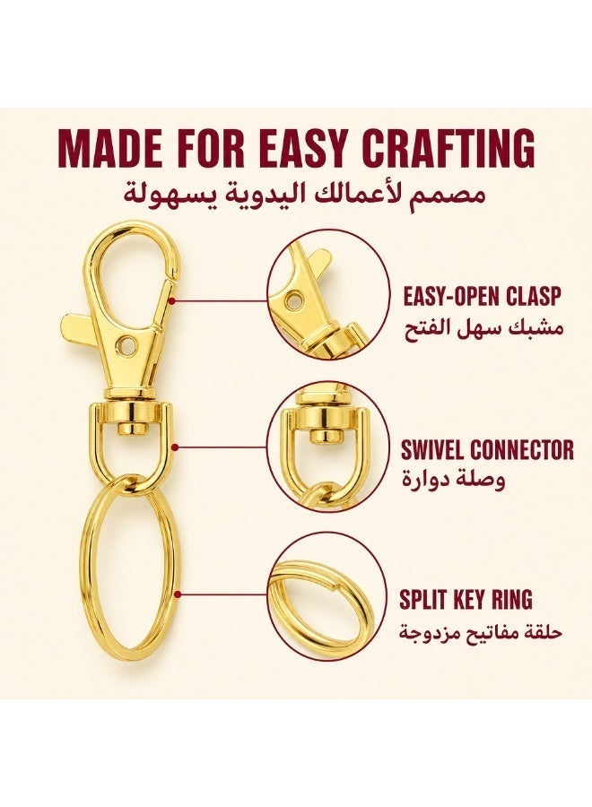 KeyAmor 200-Piece Gold DIY Keychain Hardware Set With Swivel Clasps Split Rings Chains And Opening Rings - Image 4