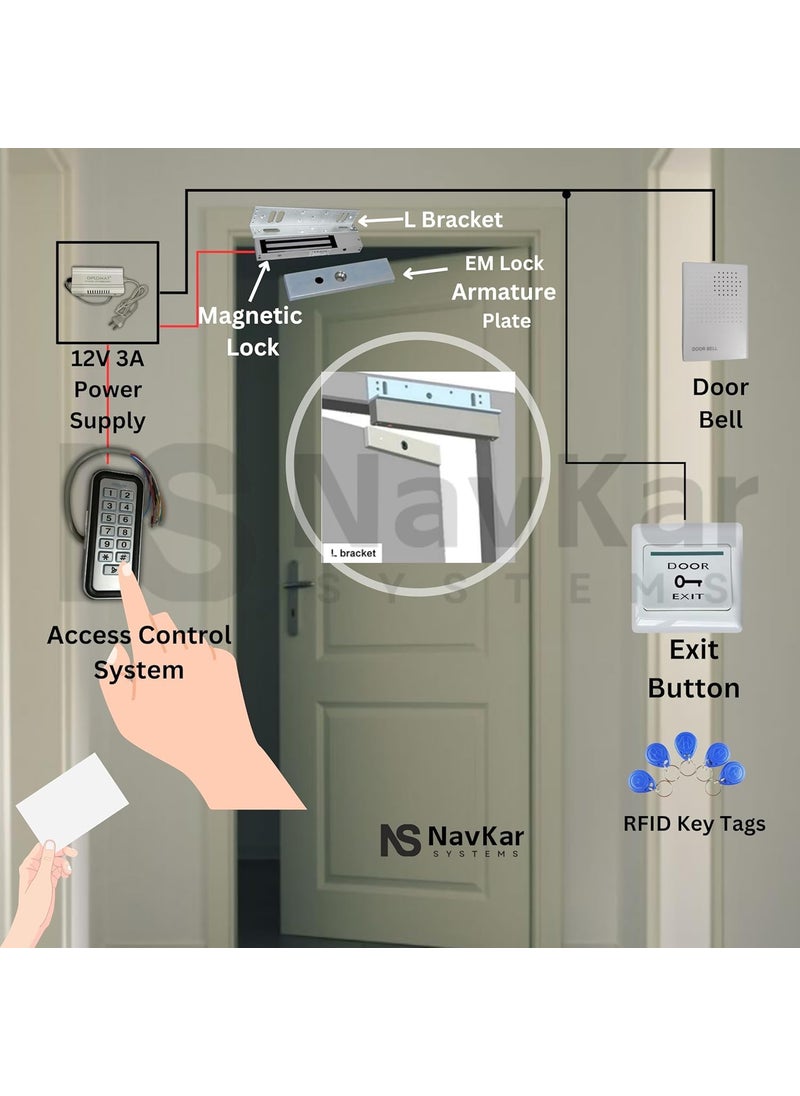 NAVKAR SYSTEMS NAVKAR SYSTEMS Weather Proof Card Access Control with Electromagnetic Lock 600lbs  - Image 5