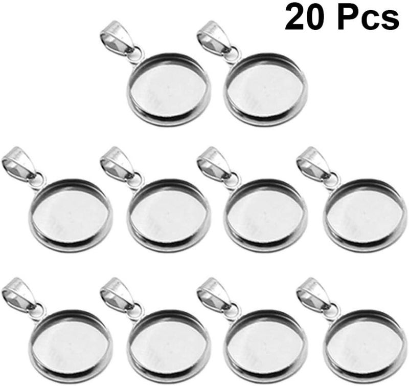 comfrt Round Epoxy Dome Tiles 20Pcs Blank Bezel Pendant Connector Trays Round Settings Base for DIY Jewelry Making Earring Necklace 25mm Jewelry Pendant Tray - Image 2