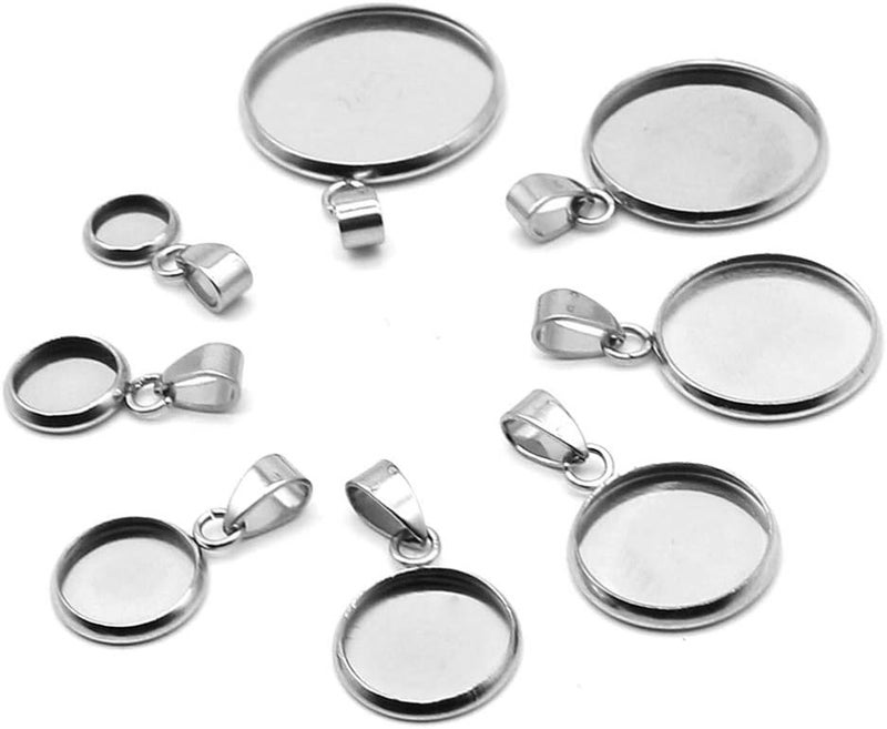 comfrt Round Epoxy Dome Tiles 20Pcs Blank Bezel Pendant Connector Trays Round Settings Base for DIY Jewelry Making Earring Necklace 25mm Jewelry Pendant Tray - Image 4