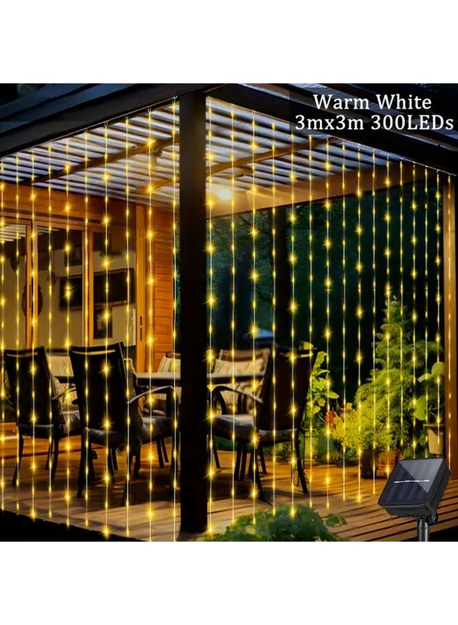 Solar Firecracker Lights 3X3 300LEDs 8 Lighting Modes Warm White Outdoor Yard Decoration - Image 1