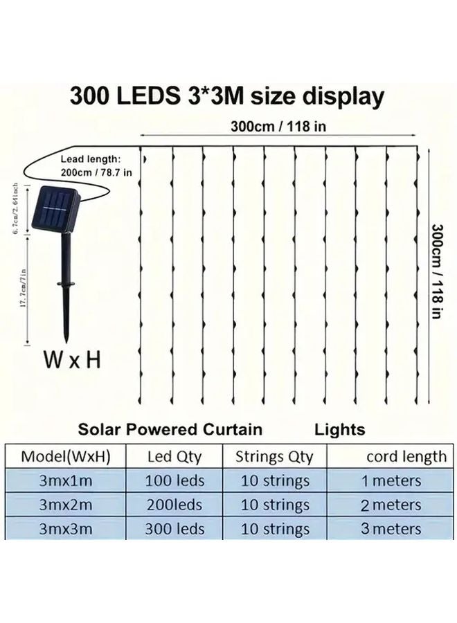 Solar Firecracker Lights 3X3 300LEDs 8 Lighting Modes Warm White Outdoor Yard Decoration - Image 4