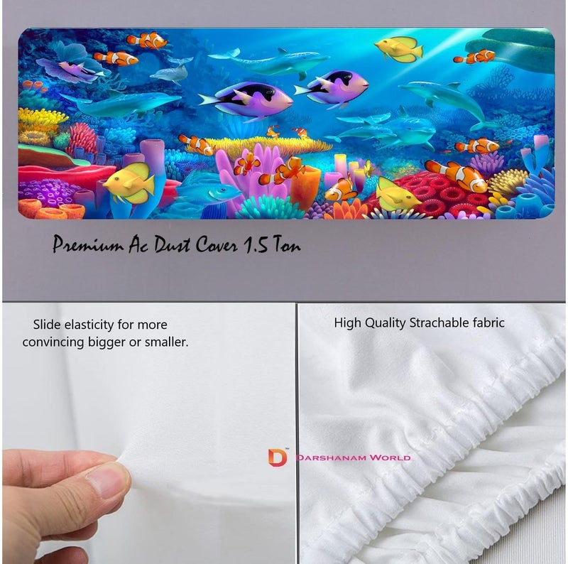 DARSHANAM WORLD Polyester New Printed Air Conditioning Dust Cover Folding Designer Ac Cover For Indoor Split Ac 1.5 Ton (97 X 31 X 21 .5Cm | Printed) - Image 3