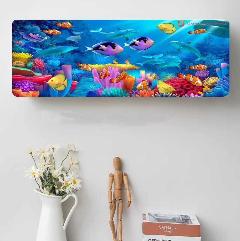 DARSHANAM WORLD Polyester New Printed Air Conditioning Dust Cover Folding Designer Ac Cover For Indoor Split Ac 1.5 Ton (97 X 31 X 21 .5Cm | Printed) - Image 1