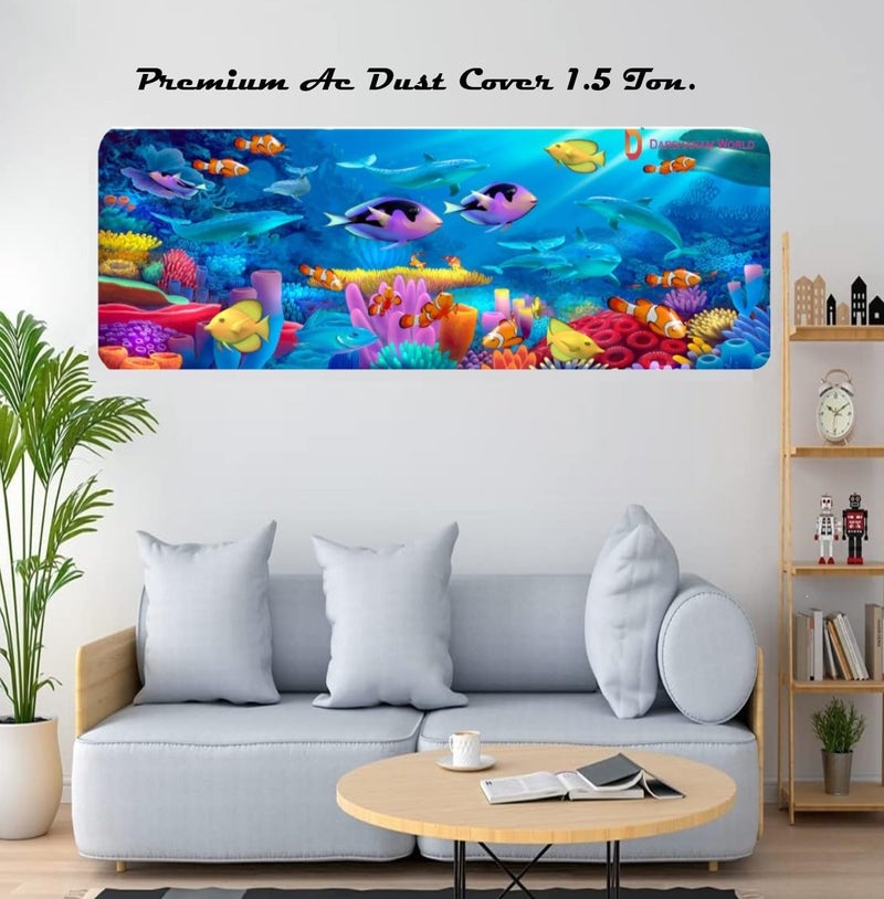DARSHANAM WORLD Polyester New Printed Air Conditioning Dust Cover Folding Designer Ac Cover For Indoor Split Ac 1.5 Ton (97 X 31 X 21 .5Cm | Printed) - Image 5