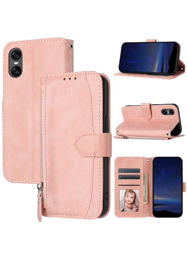 جرين تايجر حافظة هاتف جلدية بمحفظة بسحاب لهاتف Sony Xperia 10 VI (وردي)