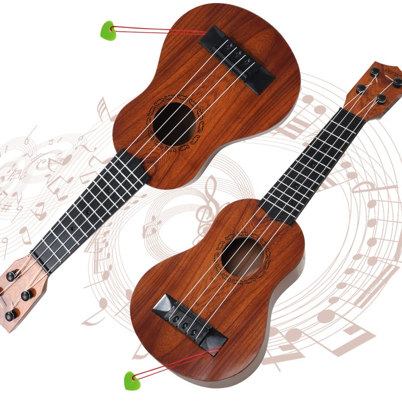 Raimy 17in Kids Ukulele Guitar - 4 Strings Mini Guitar Children Musical Instruments Educational Toys with Picks for Toddler Kids Boys Girls Beginner (Mahogany) - Image 2