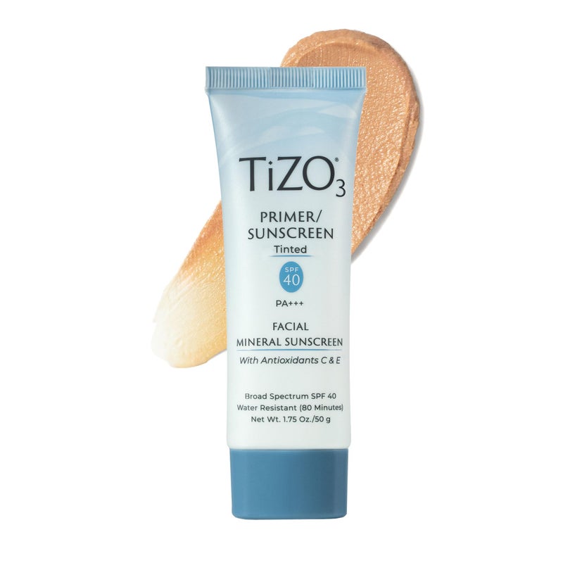 TiZO3 Facial Mineral Sunscreen and Primer, Tinted Broad Spectrum SPF 40 with Antioxidants, Sheer matte finish, Fragrance-Free, Oil-Free, Dermatologist-recommended, PA+++ 1.75 oz - Image 1
