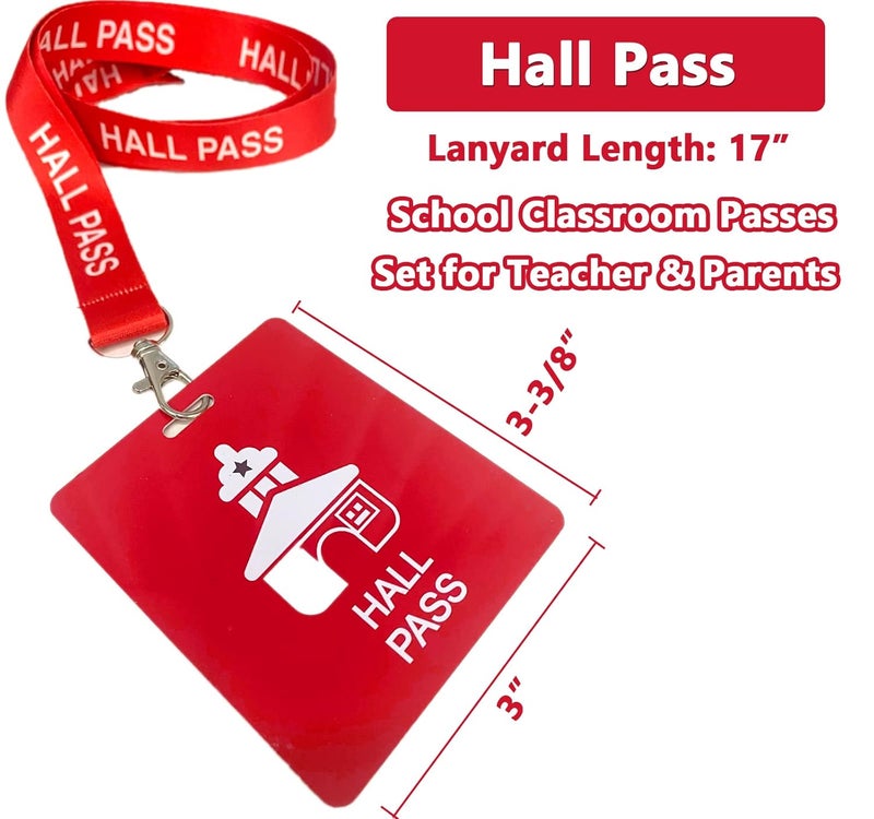 Bemaxy Hall Pass Lanyards with Card Passes,Unbreakable School Classroom Passes Set for Teacher Parents (Hall Bathroom Library Office & Nurse),5 Pcs (Hall) - Image 3