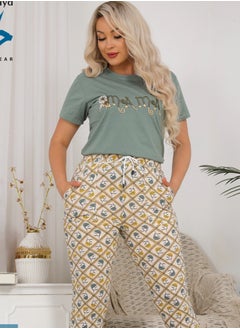 Star Tex Women's 2 Piece Pajama Set T-Shirt Pants Elegant Cotton Pajama Set  - Image 1