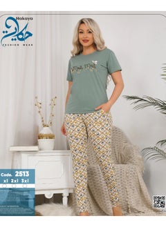 Star Tex Women's 2 Piece Pajama Set T-Shirt Pants Elegant Cotton Pajama Set  - Image 2