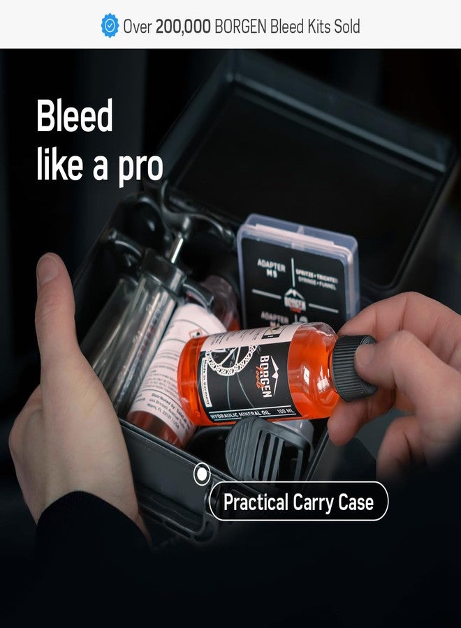 Borgen PRO bleed kit for Shimano, Tektro and TRP bicycle disc brakes - brake bleed kit with instructions, incl. 2× mineral oil brake fluid, Brake Bleed Kit - Image 2