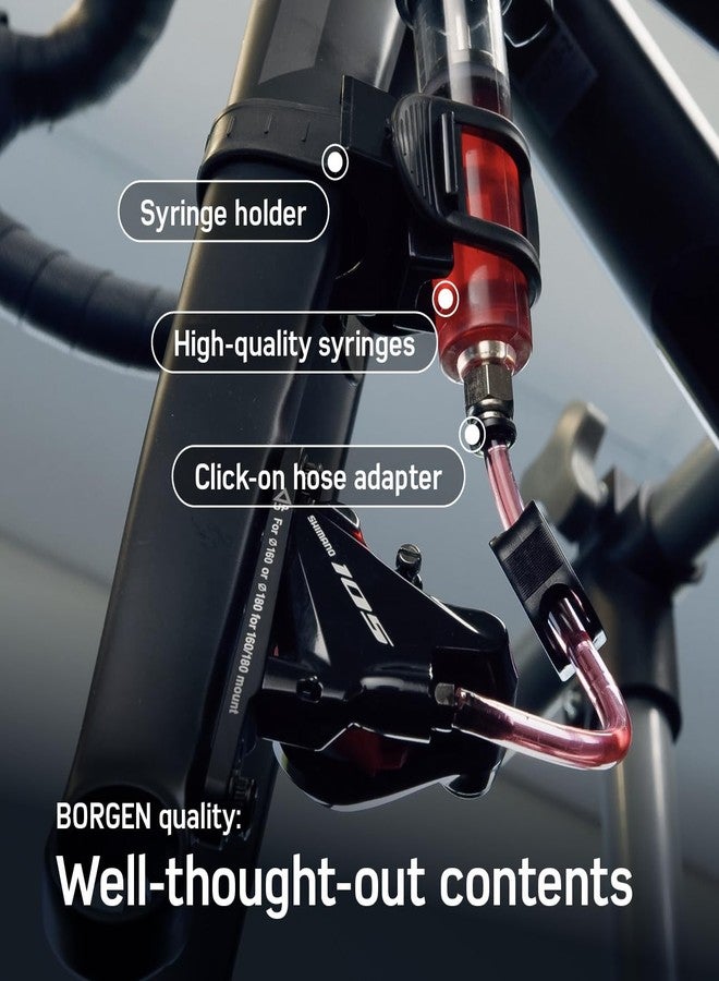Borgen PRO bleed kit for Shimano, Tektro and TRP bicycle disc brakes - brake bleed kit with instructions, incl. 2× mineral oil brake fluid, Brake Bleed Kit - Image 5
