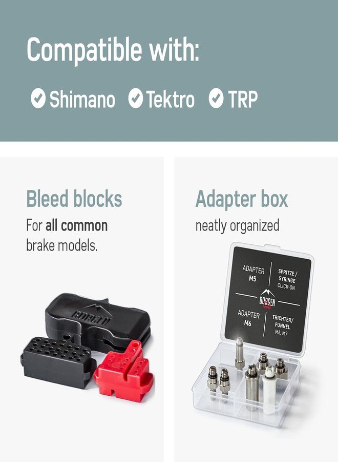 Borgen PRO bleed kit for Shimano, Tektro and TRP bicycle disc brakes - brake bleed kit with instructions, incl. 2× mineral oil brake fluid, Brake Bleed Kit - Image 3