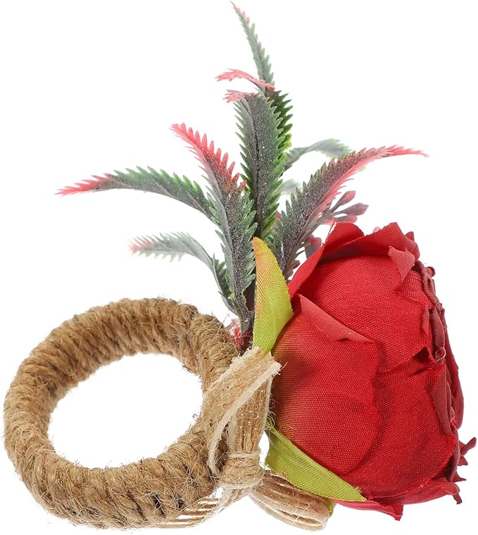 Elegant Flower Napkin Holders For Wedding Valentine Table Decor Claret Color - Image 1
